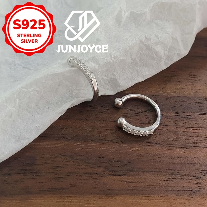S925 Silver C-Shaped Ear Clips with Zirconia